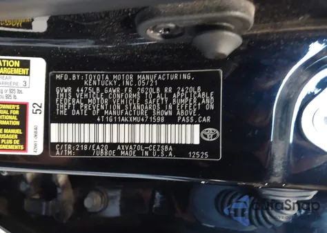 2021 Toyota Camry Se z USA, uszkodzony, nr VIN 4T1G11AKXMU471598